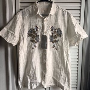 NWT Folk | Linen Button Down Shirt Floral Pattern Oversized Medium